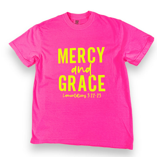 Mercy & Grace Tee - Neon Pink