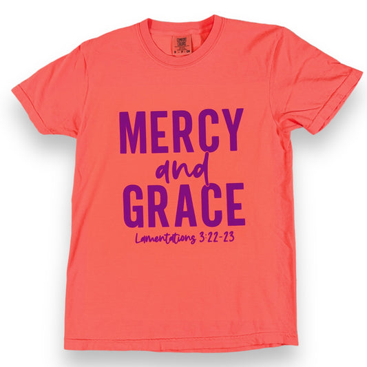 Mercy & Grace Tee - Neon Red Orange